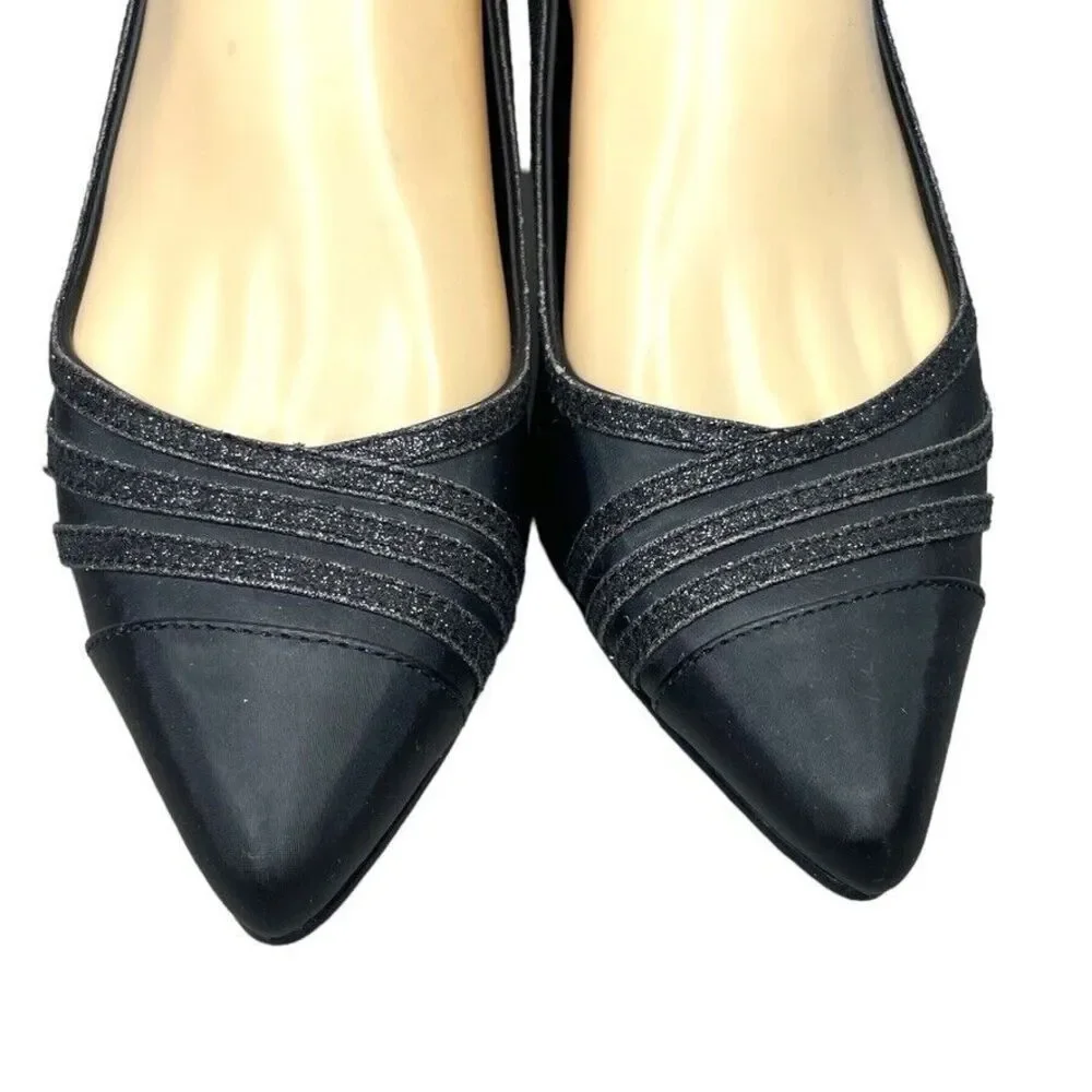 Easy Street Womens Alive@5‎ Black Black Glitter Dance Flex Heel Pump Size 7.5